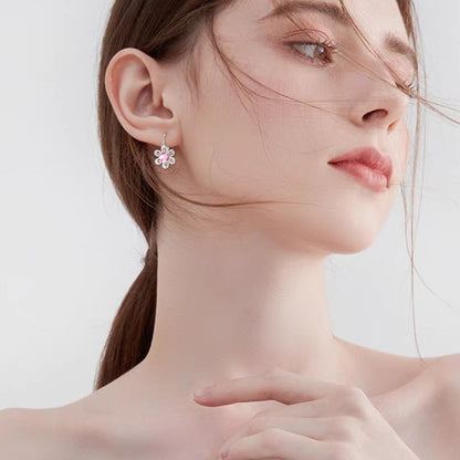 925 Sterling Silver Pink Zircon Flower Stud Earrings - Yourstylesite