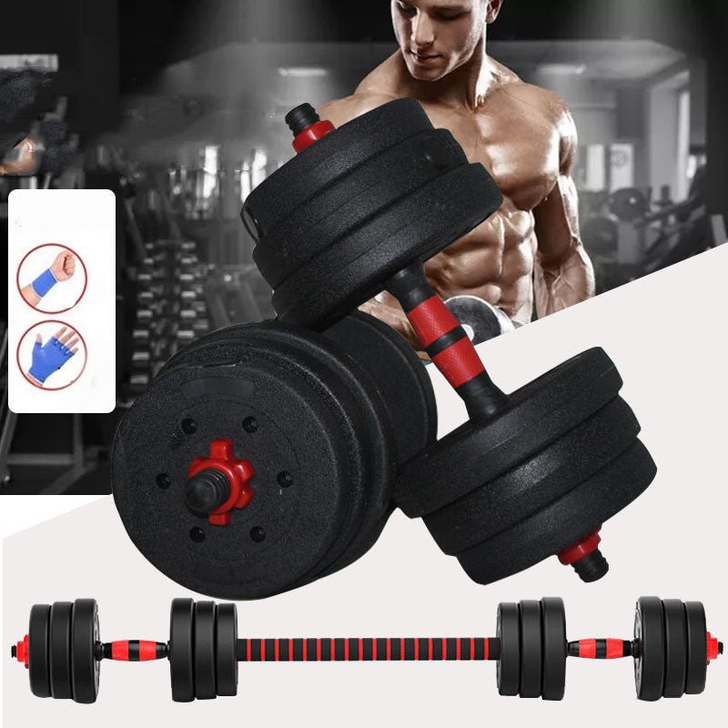 Adjustable Cement Dumbbell with Rubber - Coated Weights &amp; Detachable Rod for Custom Workouts! - Yourstylesite