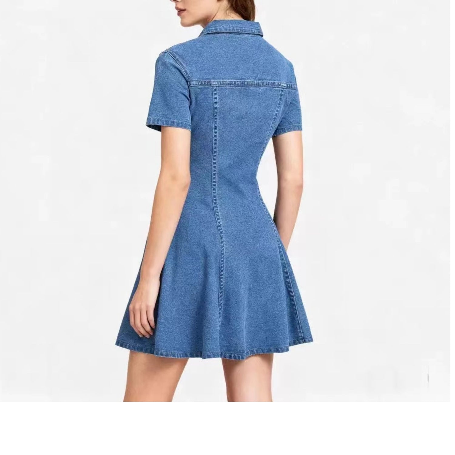 Classic Blue Denim Dress ? Trendy Casual Outfit