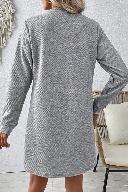 Chic Apricot Textured Mini Dress with Long Sleeves - Yourstylesite