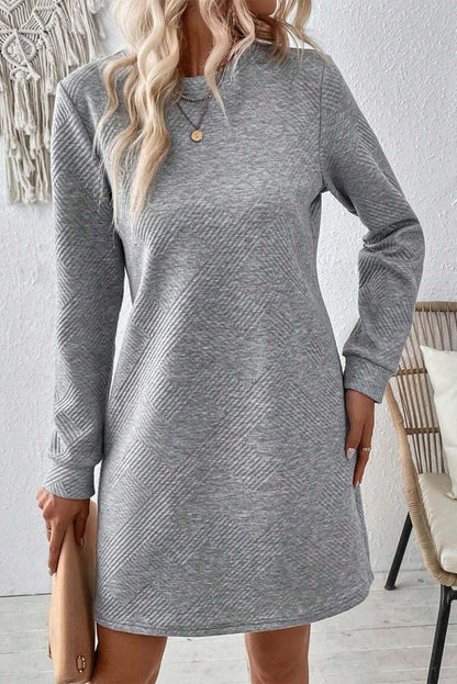 Chic Apricot Textured Mini Dress with Long Sleeves - Yourstylesite