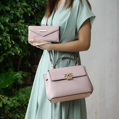 Chic Vegan Leather Satchel &amp; Matching Wristlet – Stylish &amp; Versatile - Yourstylesite