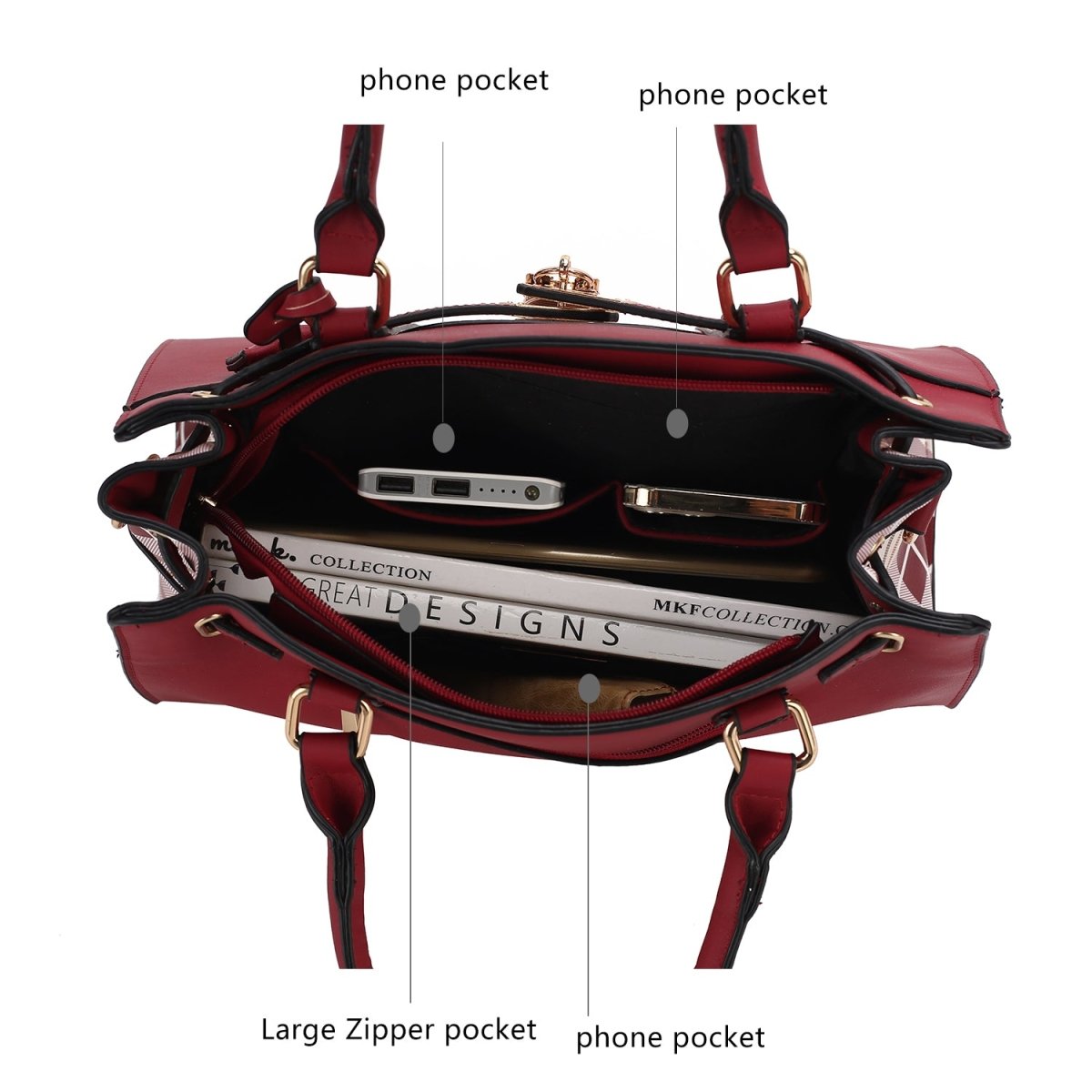 Christine Chic Plaid Vegan Leather Satchel &amp; Wallet Set - Yourstylesite