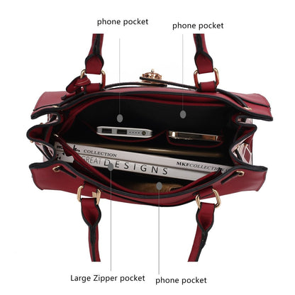 Christine Chic Plaid Vegan Leather Satchel &amp; Wallet Set - Yourstylesite