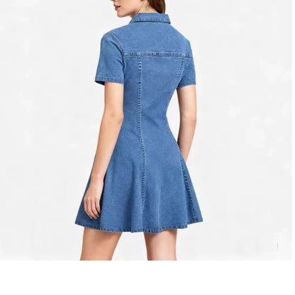 Classic Blue Denim Dress - Trendy Casual Outfit - Yourstylesite
