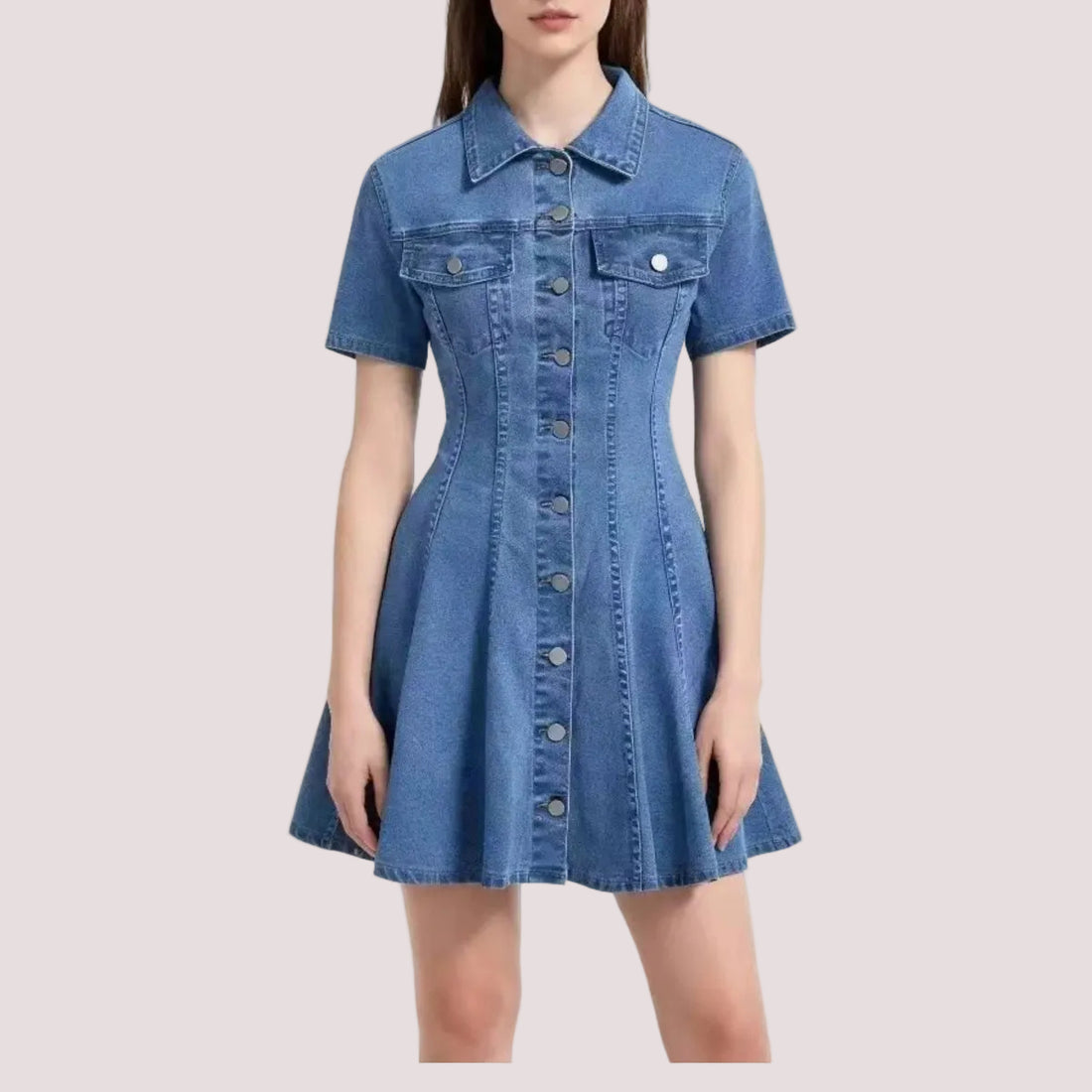 Classic Blue Denim Dress - Trendy Casual Outfit - Yourstylesite