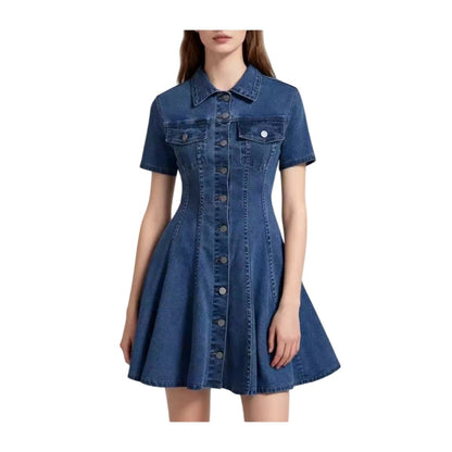 Classic Blue Denim Dress - Trendy Casual Outfit - Yourstylesite