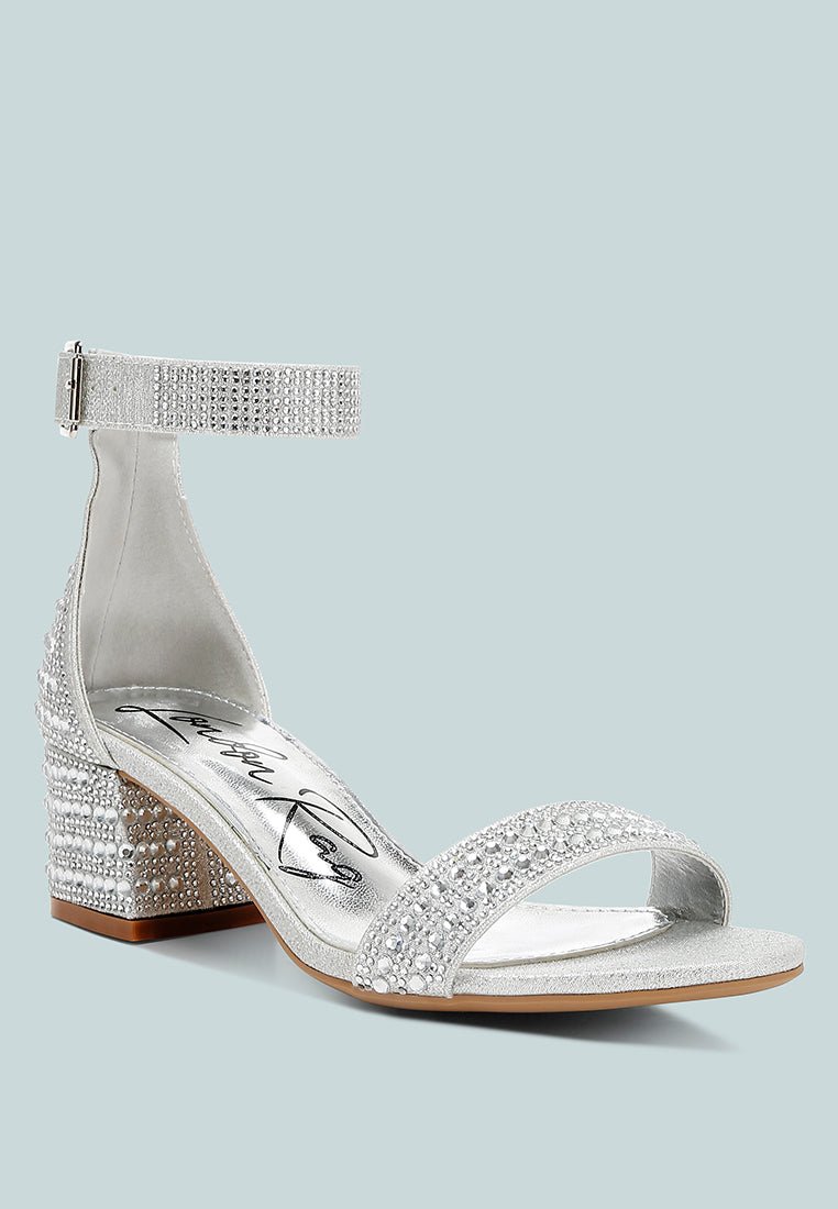 DazzleWalk Embellished Block Sandals - Yourstylesite
