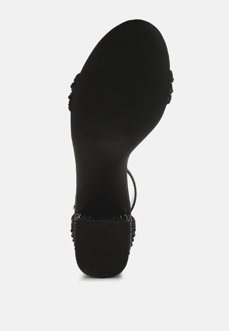 DazzleWalk Embellished Block Sandals - Yourstylesite