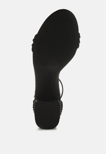 DazzleWalk Embellished Block Sandals - Yourstylesite