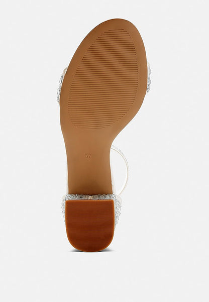DazzleWalk Embellished Block Sandals - Yourstylesite