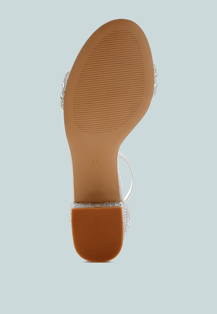 DazzleWalk Embellished Block Sandals - Yourstylesite