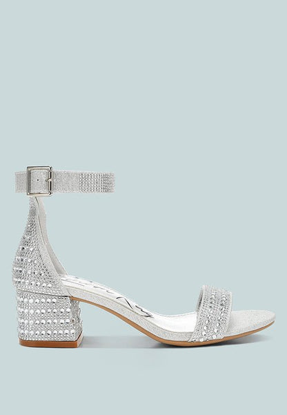 DazzleWalk Embellished Block Sandals - Yourstylesite