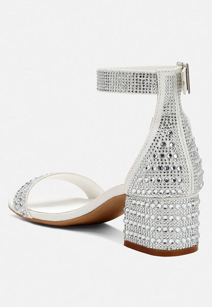 DazzleWalk Embellished Block Sandals - Yourstylesite