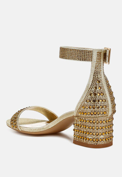 DazzleWalk Embellished Block Sandals - Yourstylesite