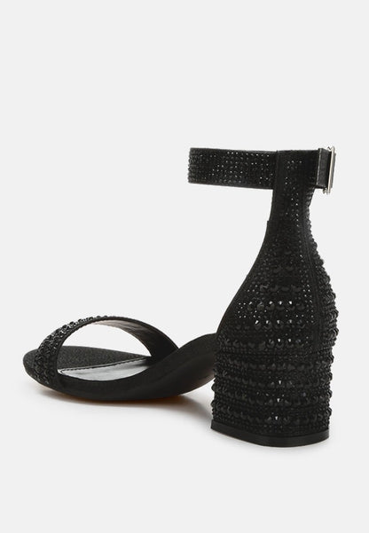 DazzleWalk Embellished Block Sandals - Yourstylesite