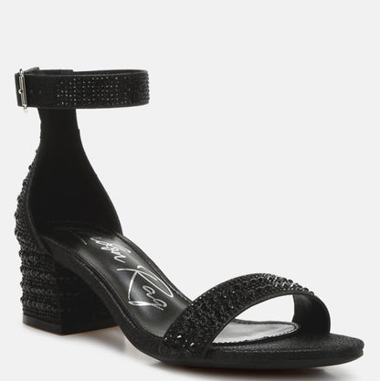 DazzleWalk Embellished Block Sandals - Yourstylesite