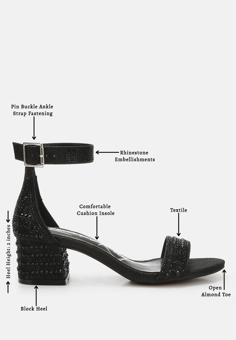 DazzleWalk Embellished Block Sandals - Yourstylesite