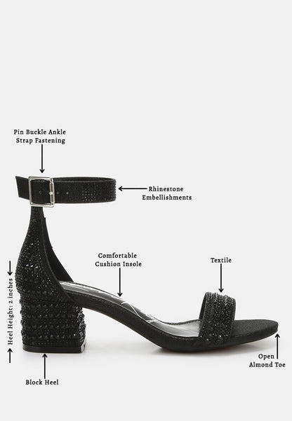 DazzleWalk Embellished Block Sandals - Yourstylesite