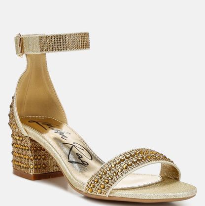 DazzleWalk Embellished Block Sandals - Yourstylesite