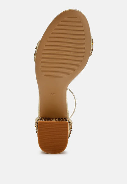 DazzleWalk Embellished Block Sandals - Yourstylesite