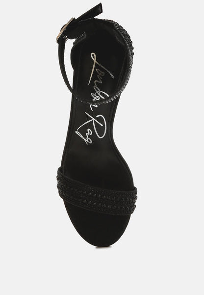 DazzleWalk Embellished Block Sandals - Yourstylesite
