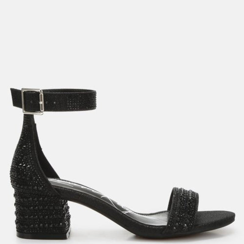 DazzleWalk Embellished Block Sandals - Yourstylesite