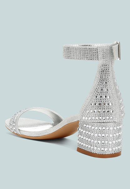 DazzleWalk Embellished Block Sandals - Yourstylesite