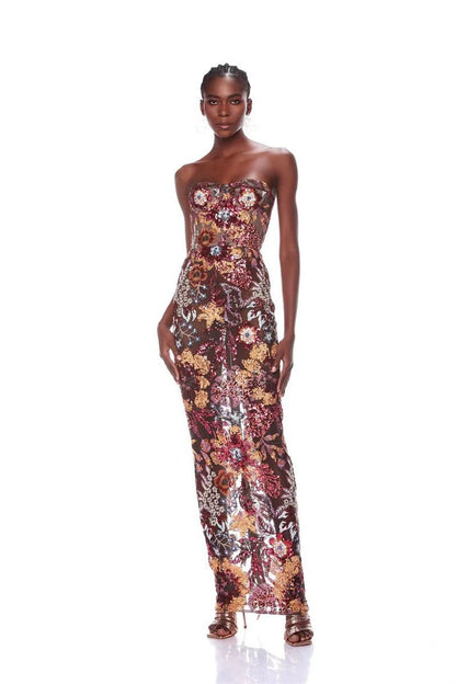 Dazzling Sequin Blossom Mesh Tube Dress - Yourstylesite