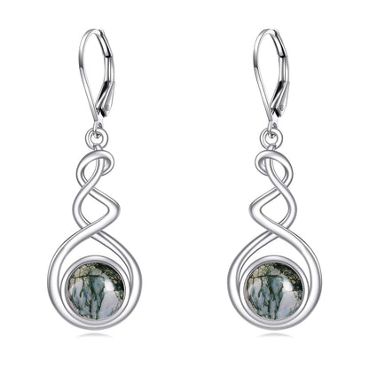 Elegant 925 Sterling Silver Natural Stone Drop Earrings - Yourstylesite