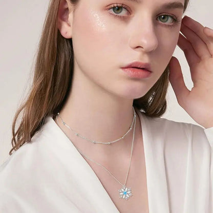 Elegant 925 Sterling Silver Snowflake Double Necklace - Yourstylesite