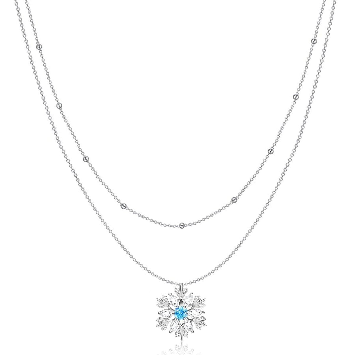 Elegant 925 Sterling Silver Snowflake Double Necklace - Yourstylesite