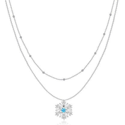 Elegant 925 Sterling Silver Snowflake Double Necklace - Yourstylesite
