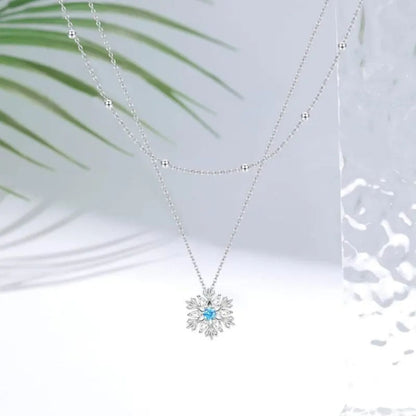 Elegant 925 Sterling Silver Snowflake Double Necklace - Yourstylesite