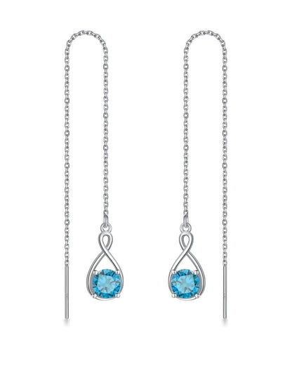 Elegant 925 sterling silver zircon drop earrings with infinity design