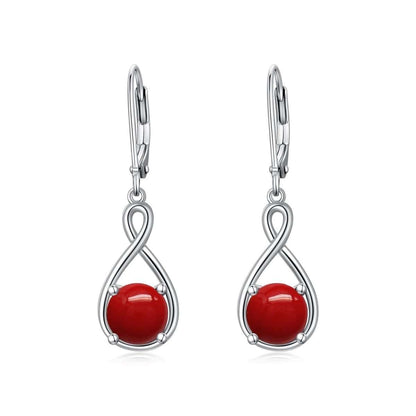 Elegant 925 sterling silver zircon drop earrings with infinity design