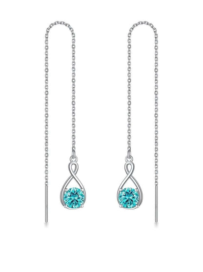 Elegant 925 sterling silver zircon drop earrings with infinity design