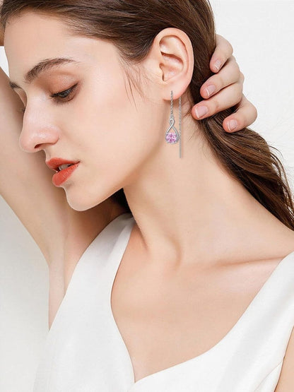 Elegant 925 Sterling Silver Zircon Drop Earrings - Yourstylesite