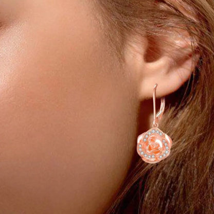 Elegant Crystal Rose Gold 925 Silver Leverback Earrings - Yourstylesite