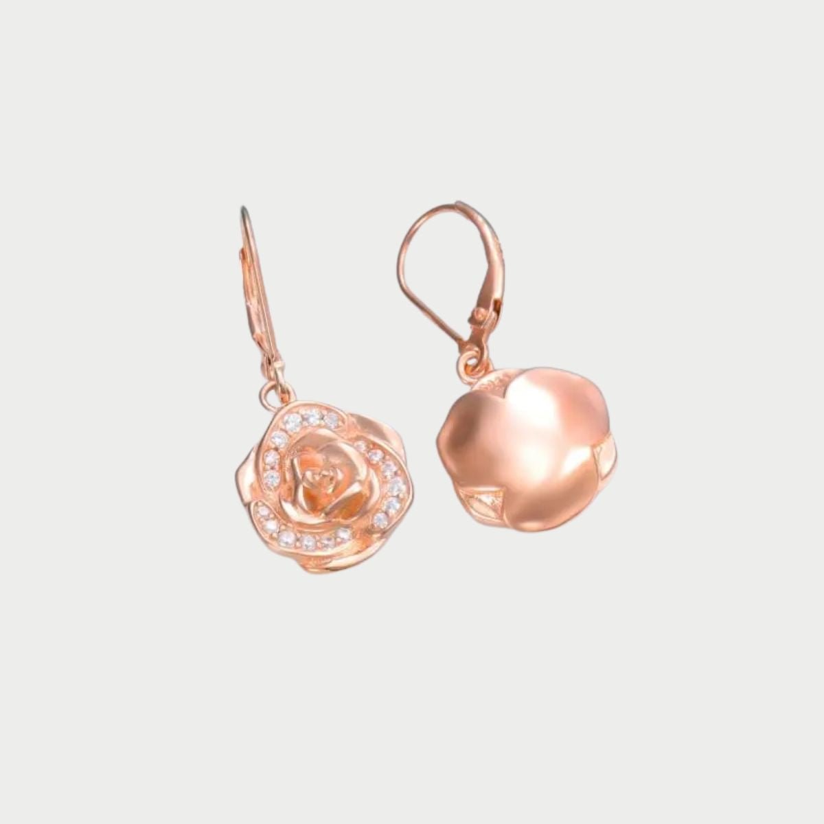 Elegant Crystal Rose Gold 925 Silver Leverback Earrings - Yourstylesite