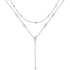 Elegant CZ Pear Double Chain Sterling Silver Y - Necklace - Yourstylesite