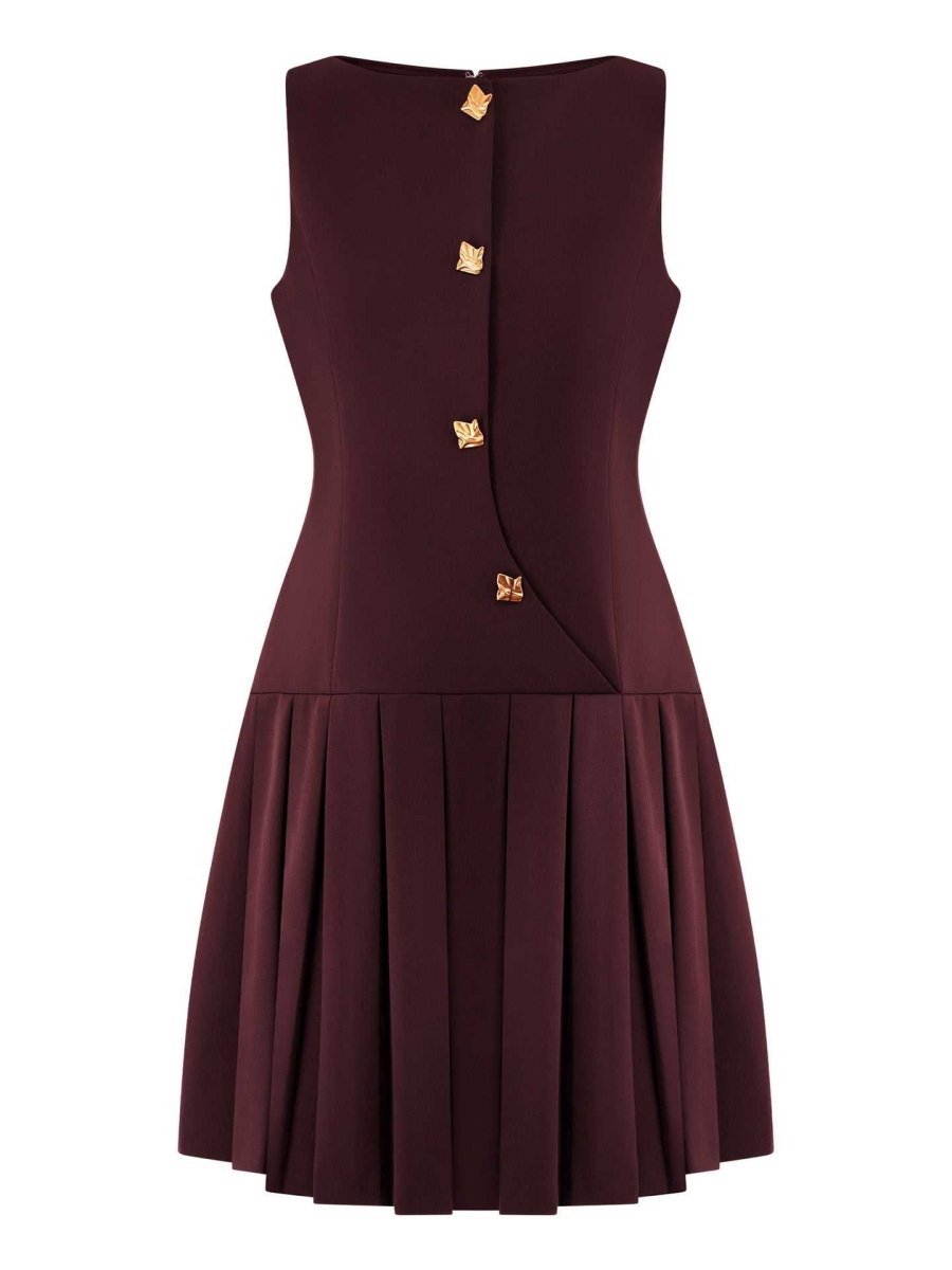 Elegant Sleeveless Pleated Shift Dress - Yourstylesite