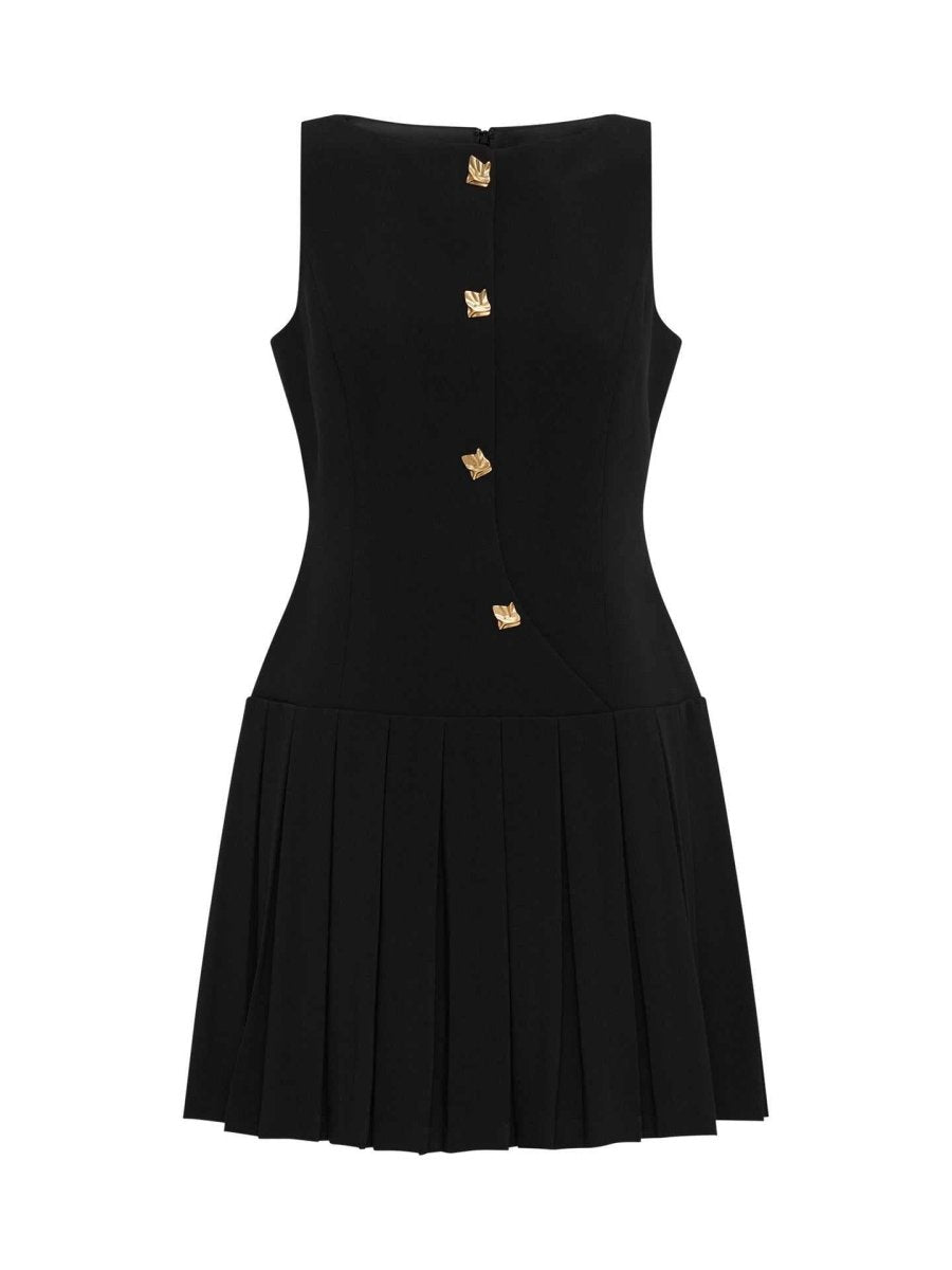 Elegant Sleeveless Pleated Shift Dress - Yourstylesite