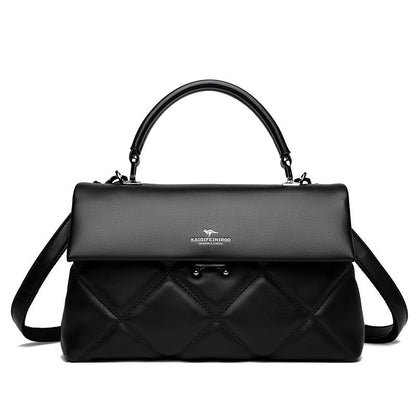 Minimalist PU Leather City Handbag, focus on zip pocket and durable stitching details
