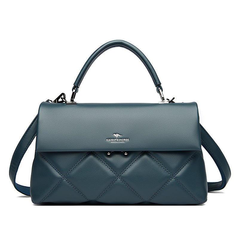 PU Leather Urban Handbag, detail of metal zipper and minimalist hardware for city-ready style