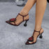 Elegant burgundy floral lace high heel sandals for women