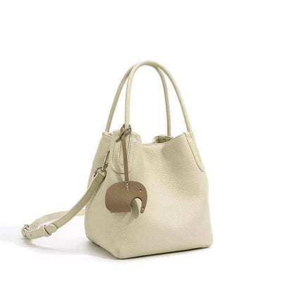 Genuine leather crossbody handbag with sleek bucket design