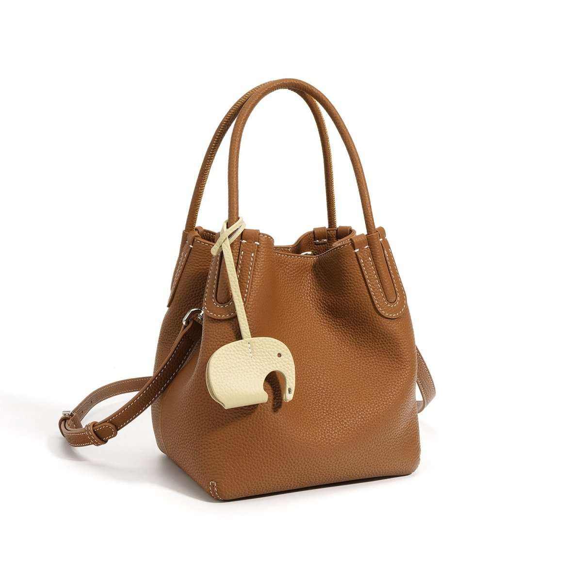 Genuine leather crossbody handbag with polished finish