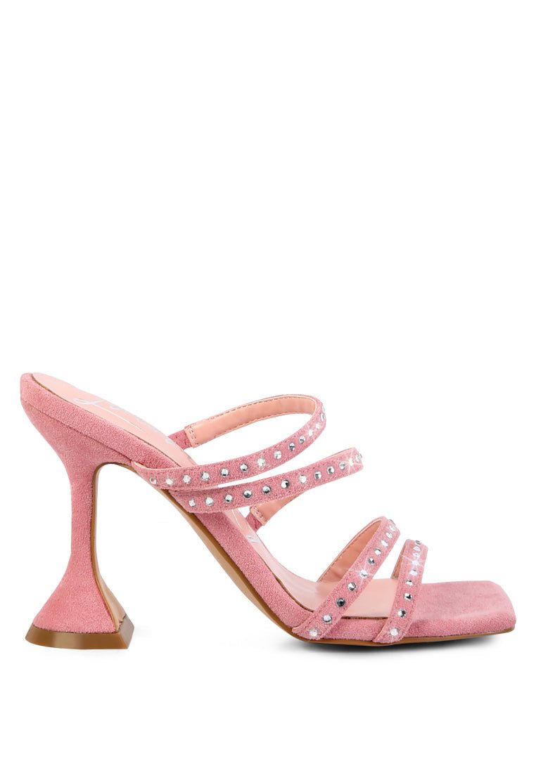GlamStep Studded Multi - Strap Spool Heel Sandals - Yourstylesite