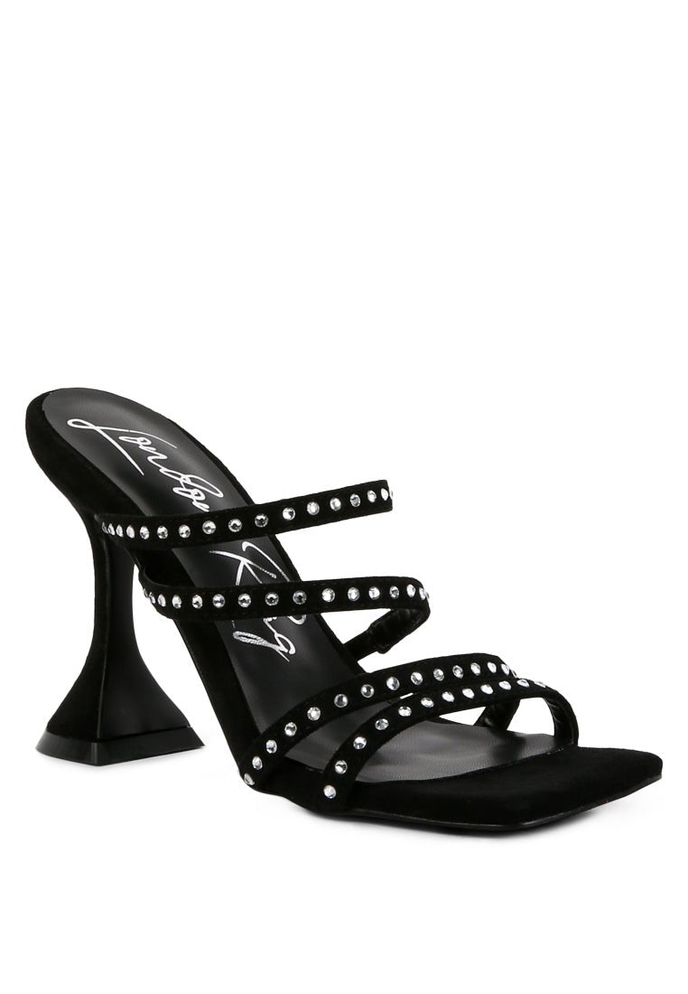 GlamStep Studded Multi - Strap Spool Heel Sandals - Yourstylesite